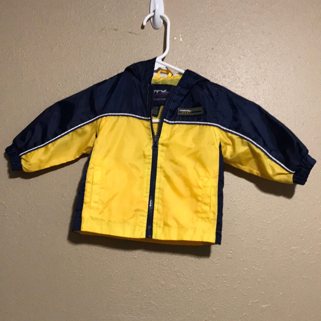 Wtxreme Windbreaker Blue Yellow Jacket Coat Hooded Boys Baby Size 6/9 M